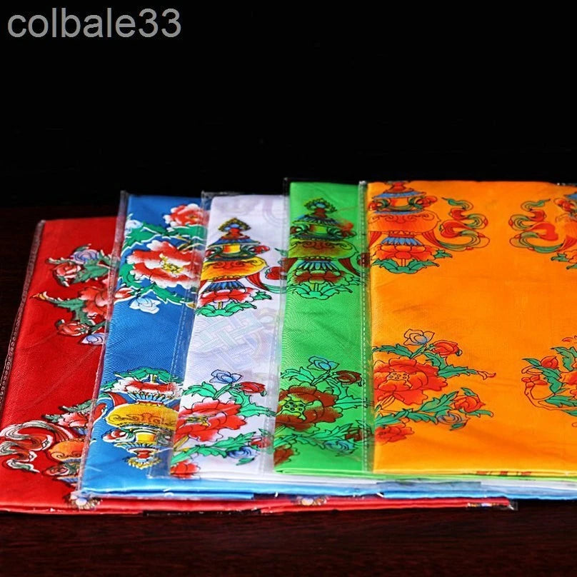 5pcs 240cm 94" Tibetan Traditional Khata Eight Auspicious Symbol Good Luck Scarf 07FC0E-D4 - KOEEK