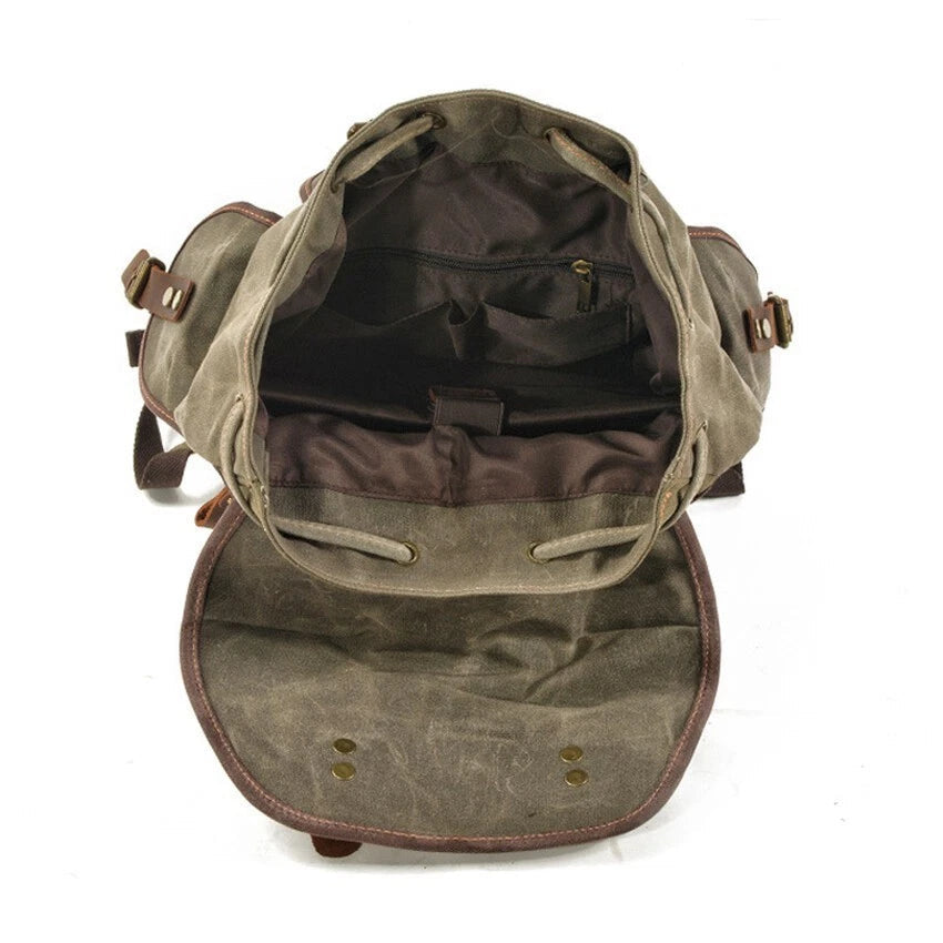Vintage Canvas Backpack Outdoor Shoulder Rucksack Daypack Casual Leather Bags 07FC0E-D4 - KOEEK