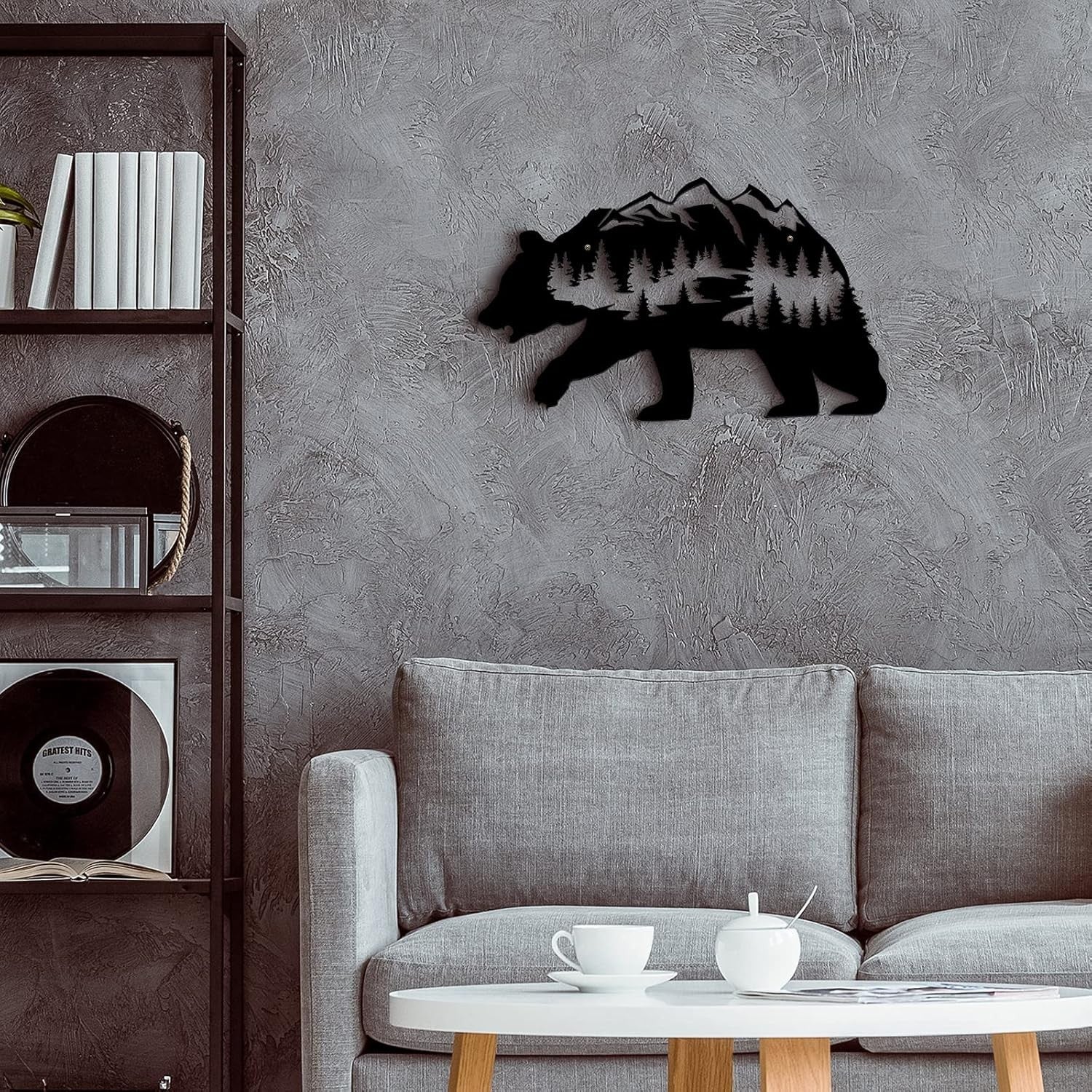 new Metal Bear Wall Art Rustic Forest Decor Wilderness Black 07FC0E-D4 - KOEEK