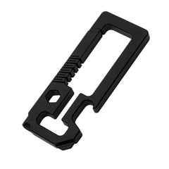EDC Titanium Alloy + Leather Black Keychain Carabiner Opener Car Key Pendant 07FC0E-D4 - KOEEK