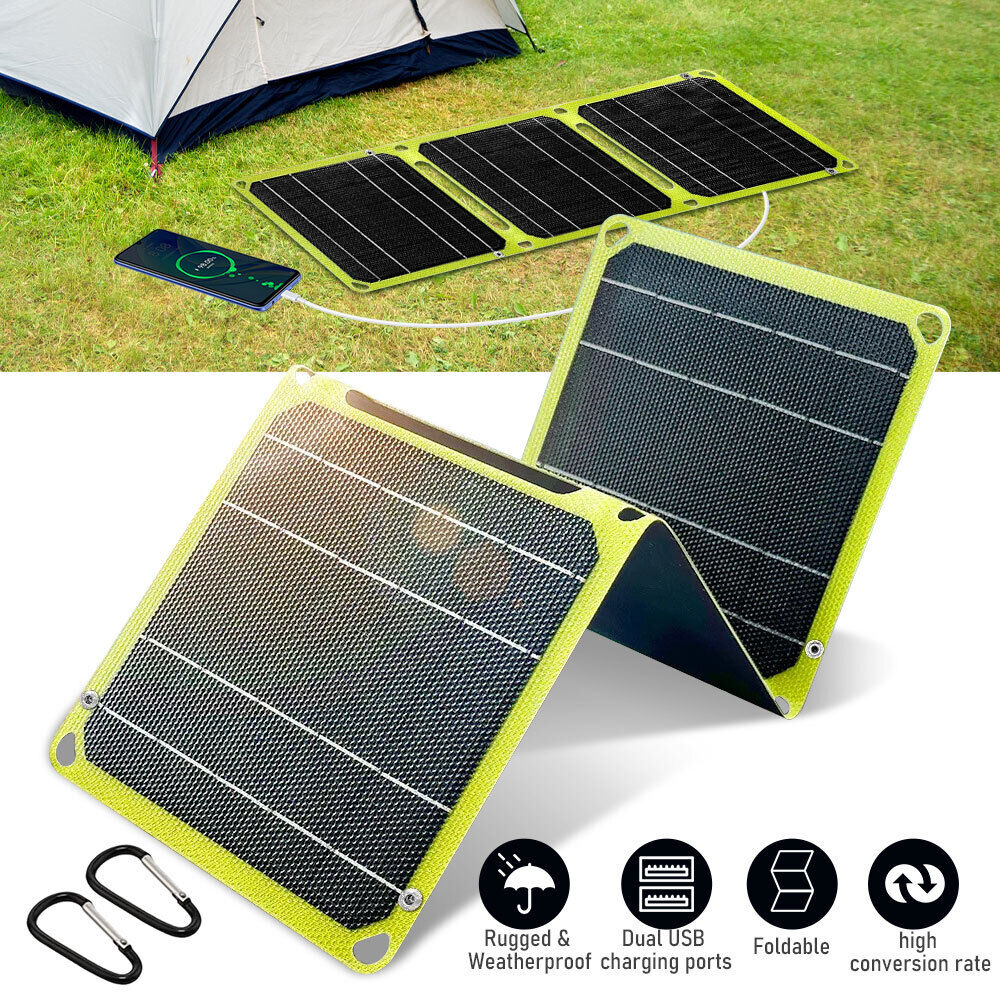 ny 50W Solcellepanel ETFE Folding Power Bank USB Lader Utendørs Camping Fottur Telefon