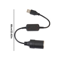 new USB to Car Lighter Socket Connector Cable Female Converter 5V to 12V Converter koeek - KOEEK