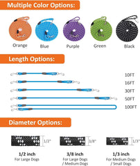 Long Dog Leash for Training 10FT/16FT/20FT/30FT/50FT/100FT, Reflective Tie Out 07FC0E-D4 - KOEEK