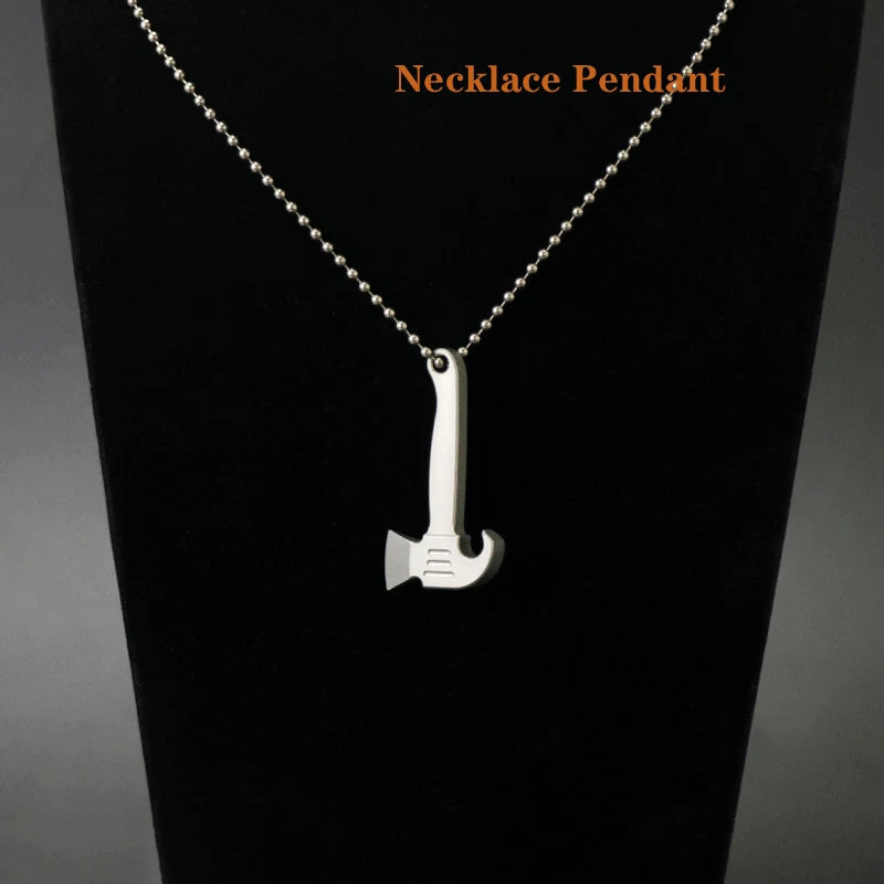 Mini Titanium Alloy Pendant Pry Bar Crowbar Bottle Opener Necklace EDC Keychain 07FC0E-D4 - KOEEK