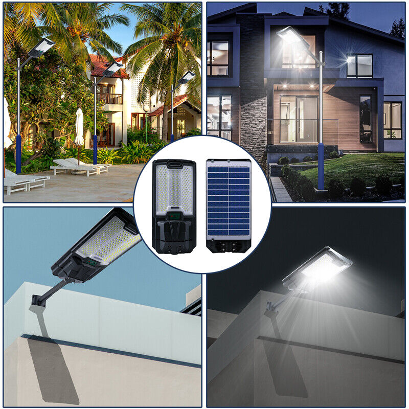 ny 2000W kommerciel Solar Street Flood Light Udendørs Dusk to Dawn vejlampe + stang