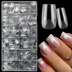 new LuckForever 600pc Short Square Nail Tips Clear Fake Press on Nails LUCKFOREVER - KOEEK