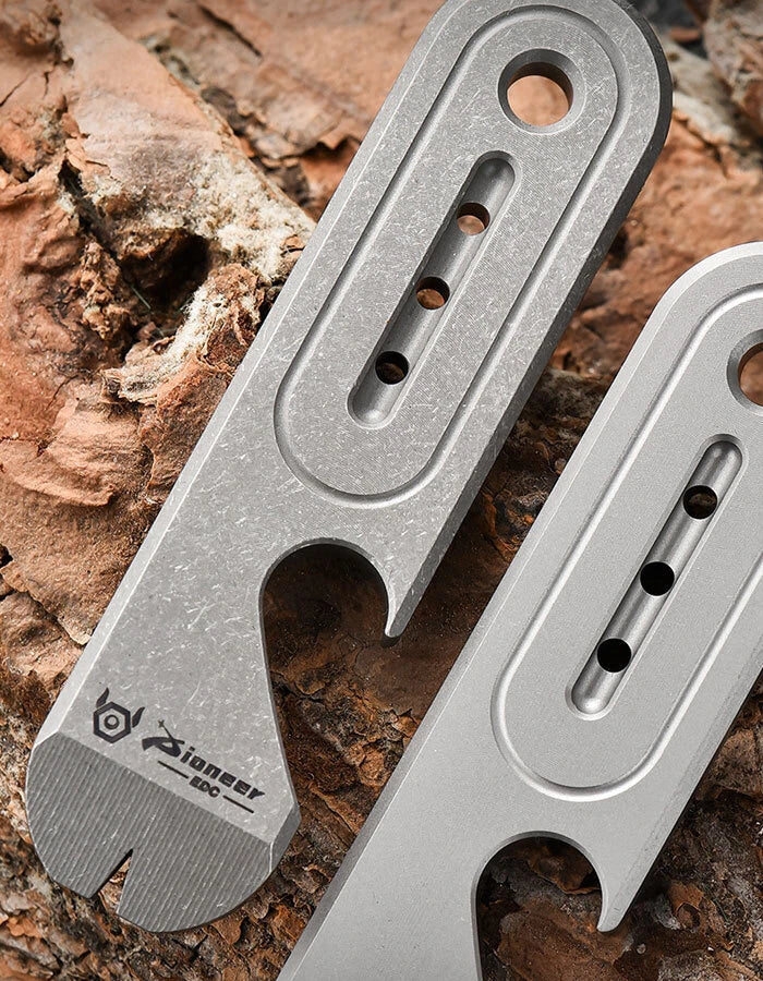 EDC Titanium Alloy Keychain Multi Tools Crowbar Pry Bar Portable Bottle Opener 07FC0E-D4 - KOEEK
