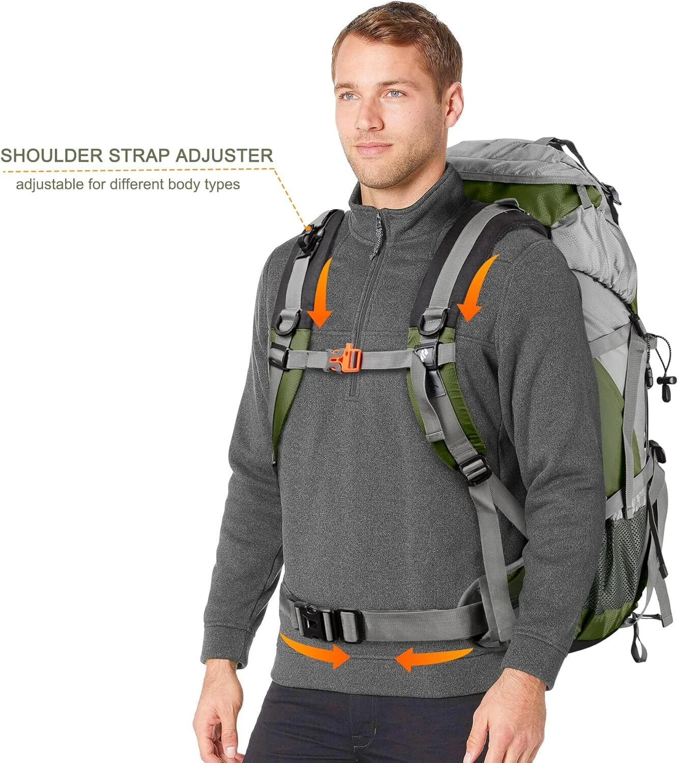 50L Hiking Travel Backpack, Waterproof Camping Essentials Bag with Rain Cover 07FC0E-D4 - KOEEK