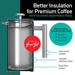 French press coffee maker,stainless steel coffee pot with portable thermos flask