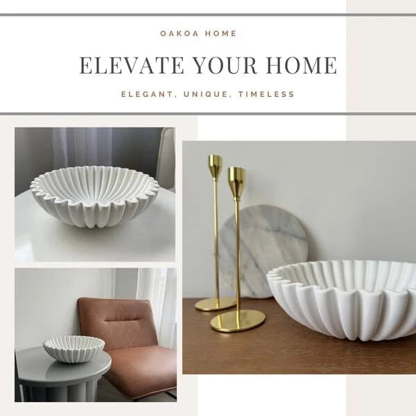 Decorative Bowls - White Decorative Bowls for Home Decor - - Fluted Bowls 07FC0E-D4 - KOEEK