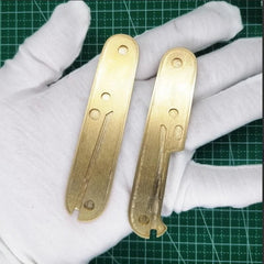 1 Set Custom Made Pure Brass Handle Scales for 91 mm Victorinox Swiss Army Knife 07FC0E-D4 - KOEEK
