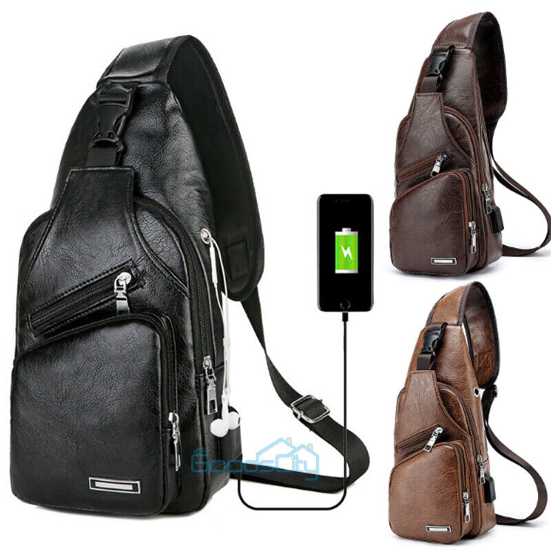 ny Sling Crossbody Bag Anti-tyveri bryst Skulder Messenger Ryggsekk USB-port