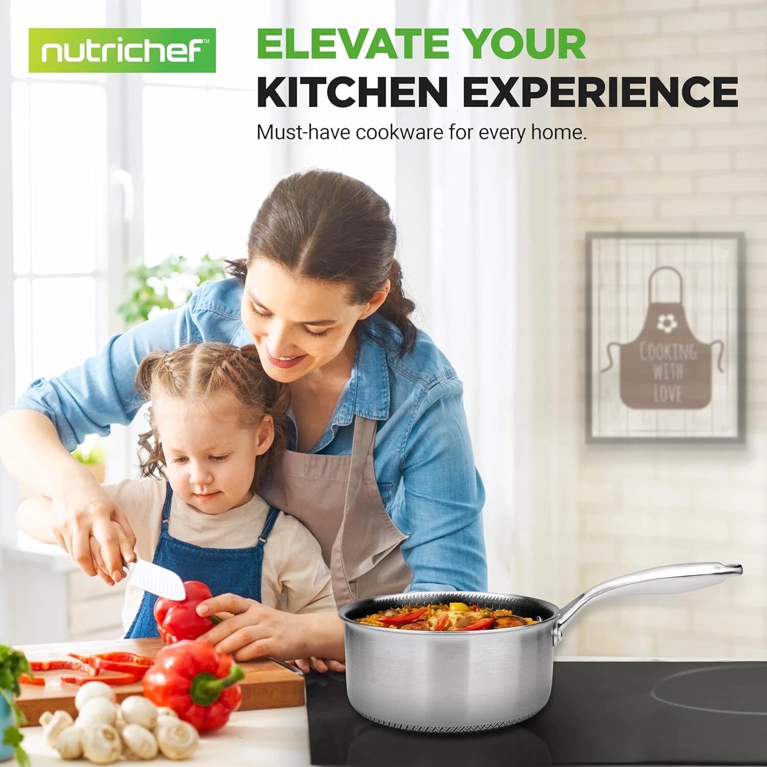 2 QT Stainless Steel Sauce Kettle - 3-in-1 Kitchen Sauce Kettle with Glass Lid 07FC0E-D4 - KOEEK