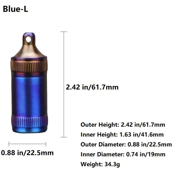 EDC Titanium Pill Holder Case Organizer Container Portable Waterproof Keychain 07FC0E-D4 - KOEEK