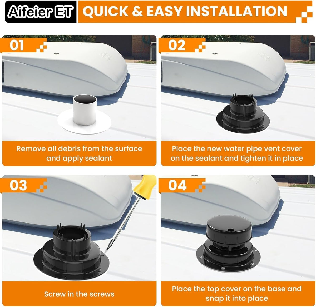 new Aifeier ET 1 Pcs RV Plumbing Vent Caps, Camper Roof Sewer Black AIFEIER ET - KOEEK