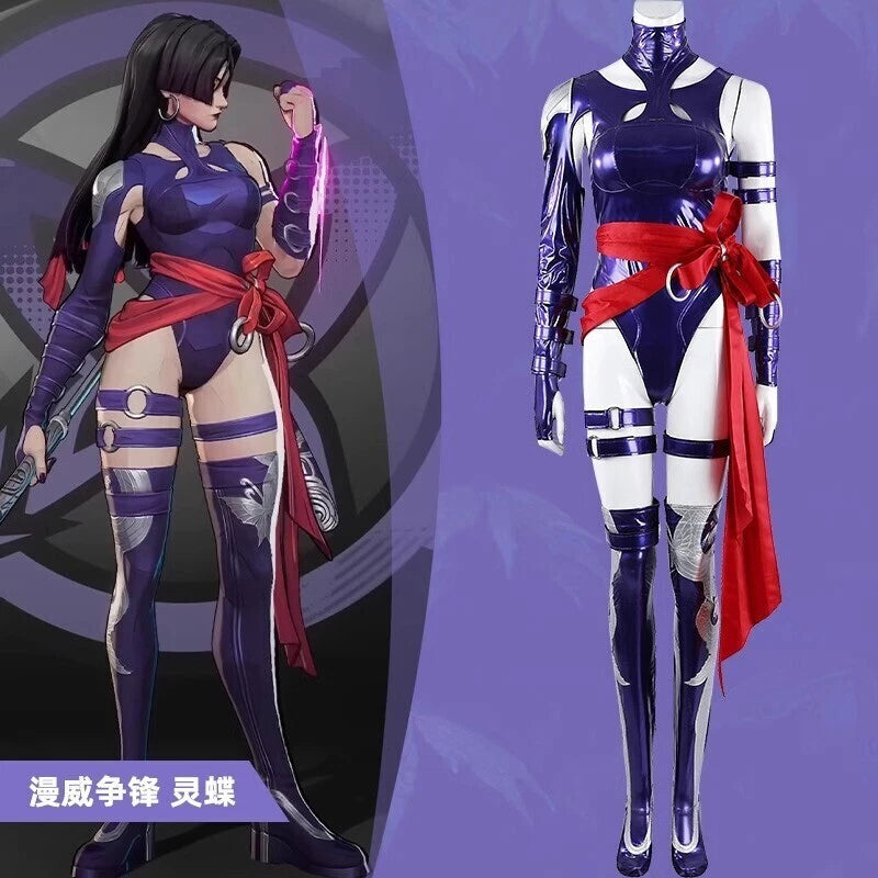 Marvel Rivals Psylocke Jumpsuits Outfit Women's Purple Cosplay Costume Bodysuit 07FC0E-D4 - KOEEK