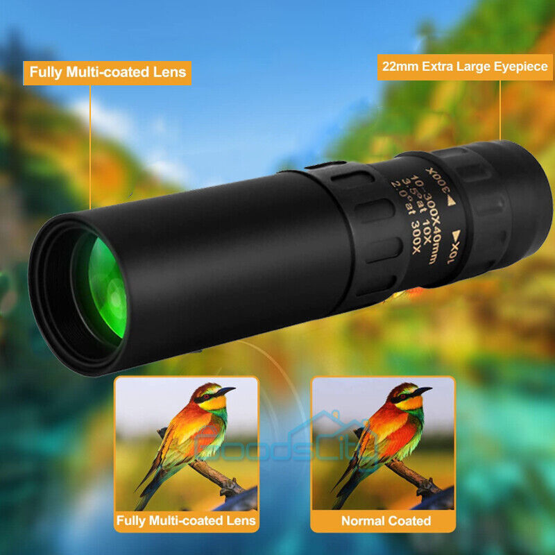 Day/Night Military Telescope 10-300X40mm Zoom Monocular with Accessories