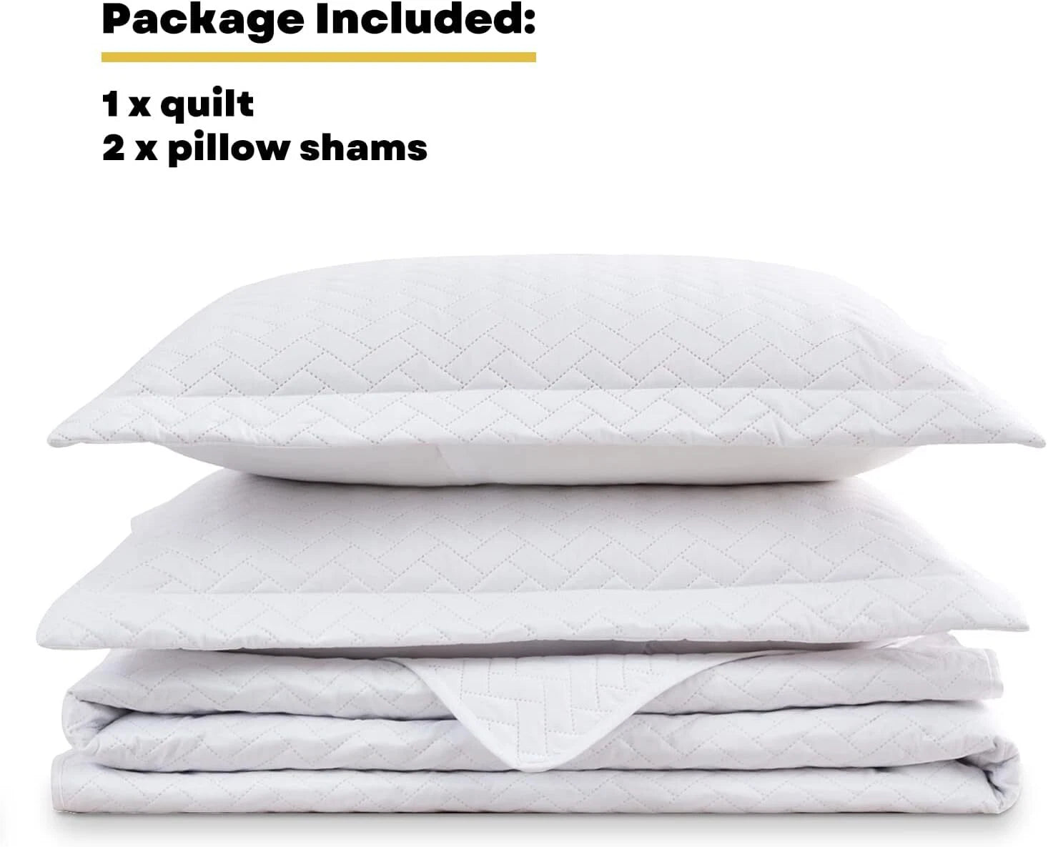 White Quilt Set King Size,Lightweight Bedspread Ultrasonic Chevron Pattern Light 07FC0E-D4 - KOEEK