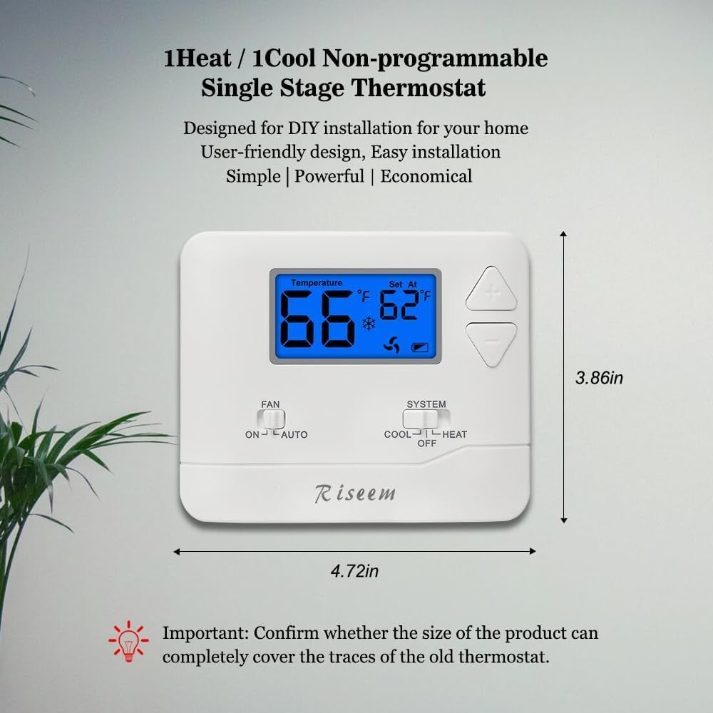 new Non-Programmable Thermostat for Home Single-Stage Systems, 1 Heat/1 Blue 07FC0E-D4 - KOEEK