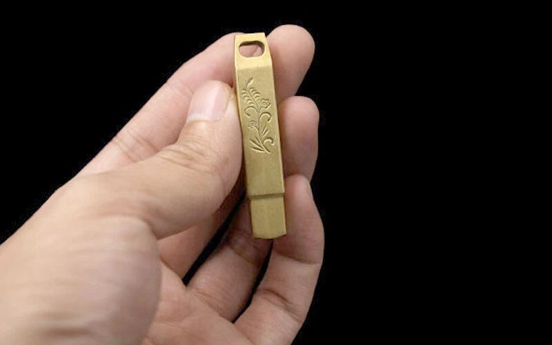 High Decibel Brass Keychain Whistle Referee Holder Outdoor Survival EDC Tool 07FC0E-D4 - KOEEK