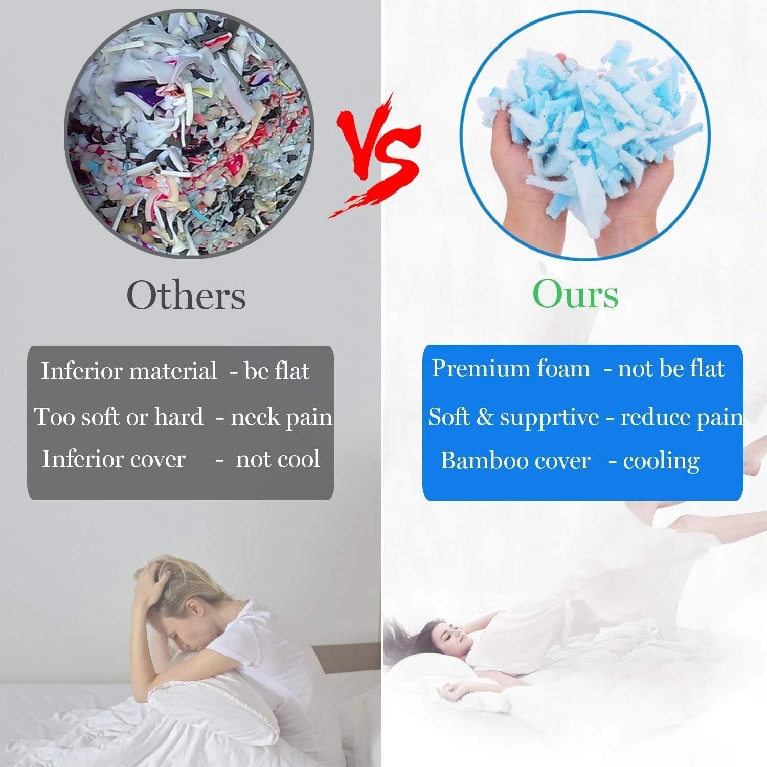 Cool Sleep Pillow Adjustable Cool Pillow with Washable Removable Cover 07FC0E-D4 - KOEEK