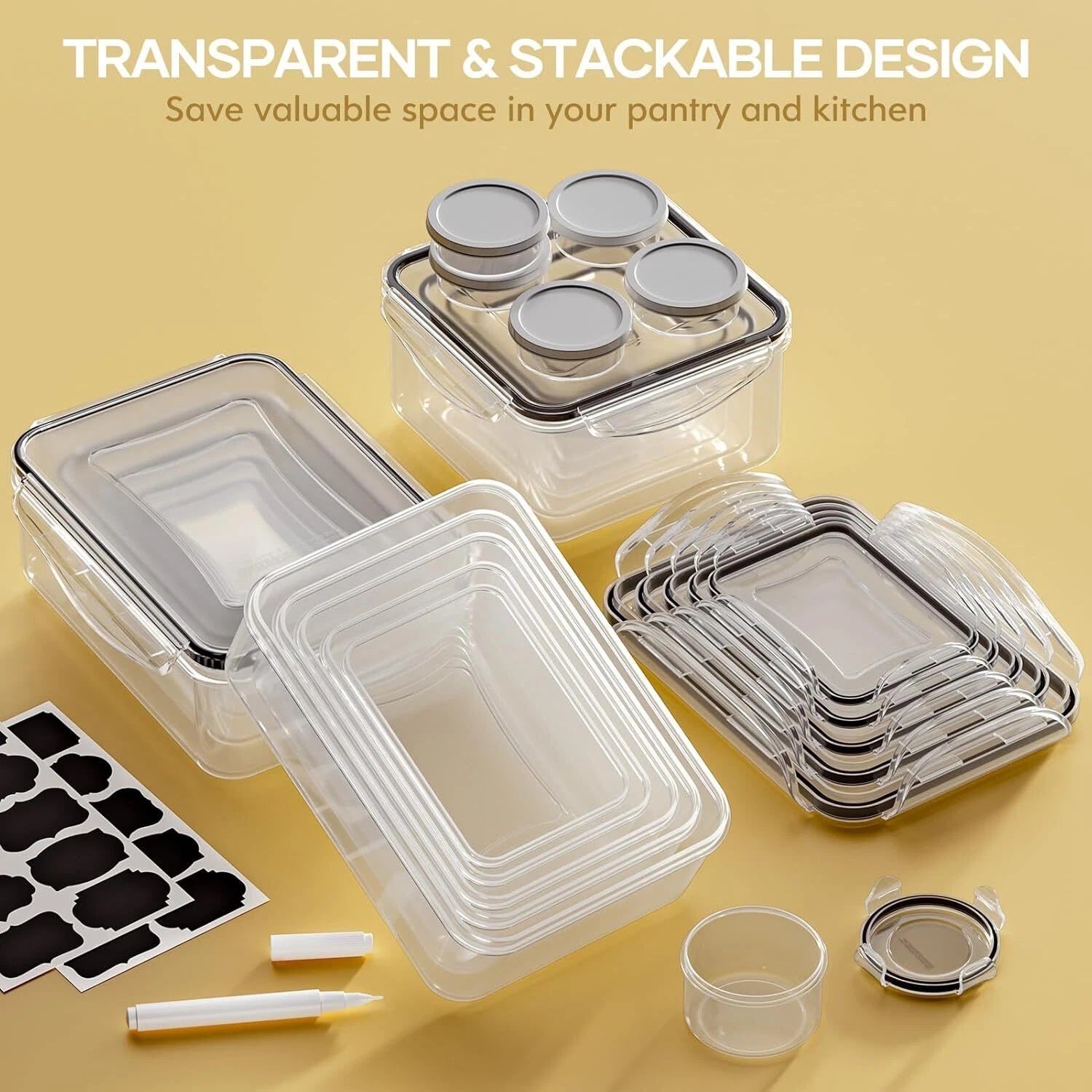50-Piece Food Storage Containers with Lids (25 Containers & 25 Lids), Airtight 07FC0E-D4 - KOEEK