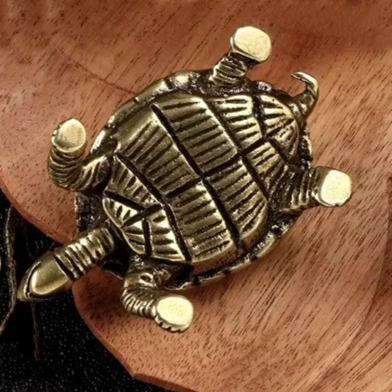 4.4cm Brass Longevity Turtle Animal Figurine Small Tea Pet Home Decoration 07FC0E-D4 - KOEEK