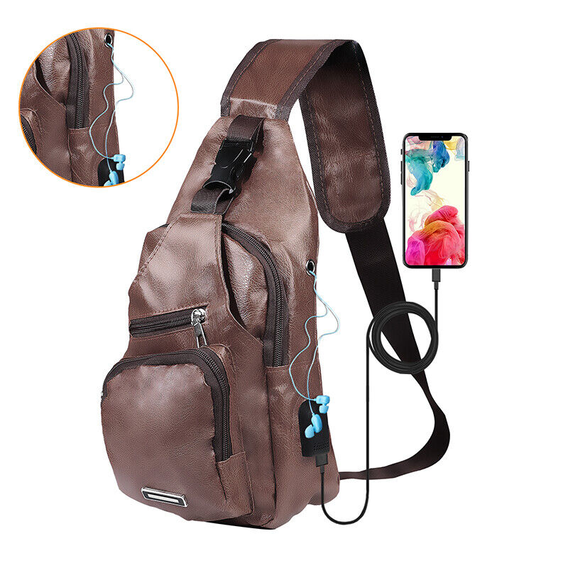 ny Sling Crossbody Bag Anti-tyveri bryst Skulder Messenger Ryggsekk USB-port