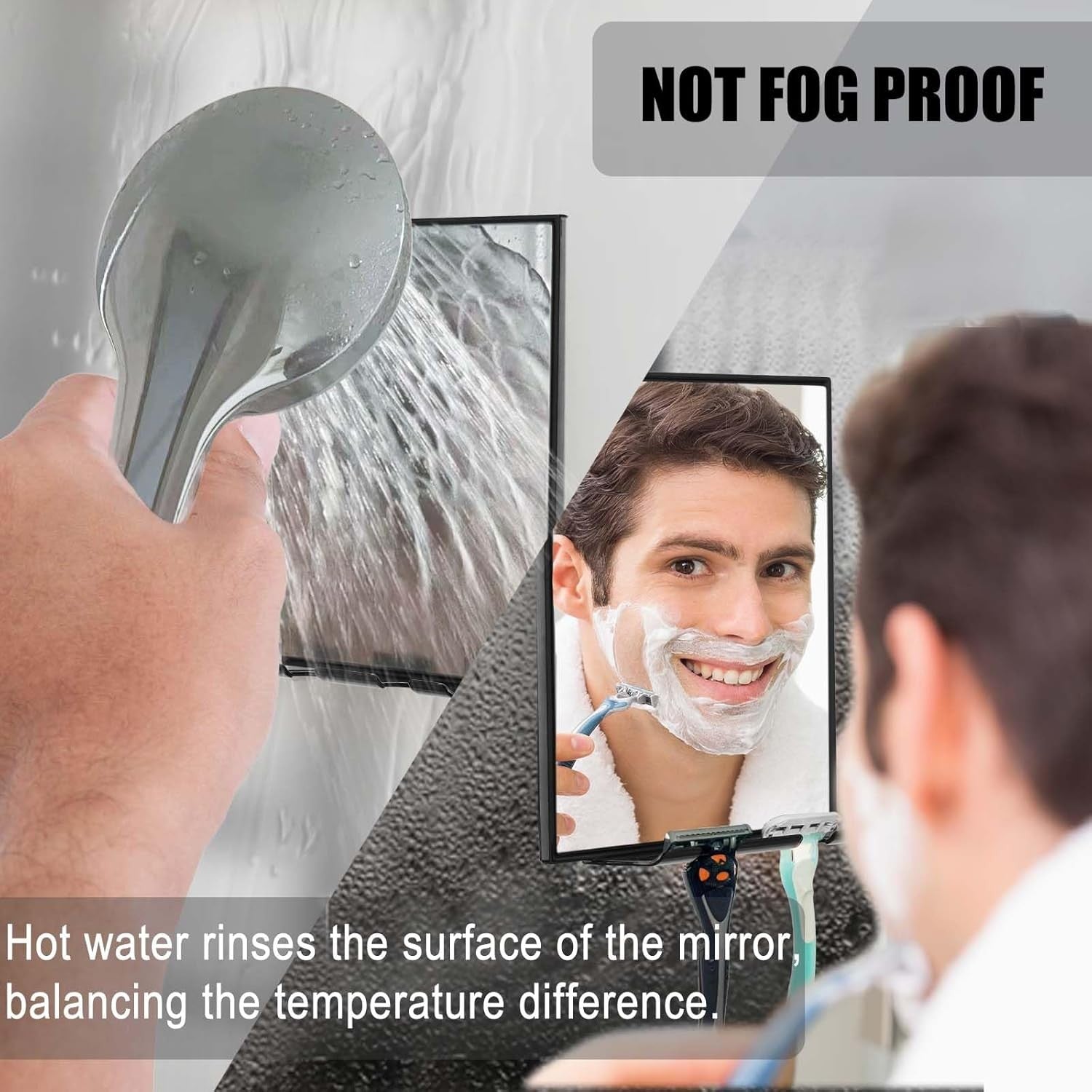 new LFOYOU Shower Mirror for Shaving with 2 Replaceable Adhesive - Two Black LFOYOU - KOEEK