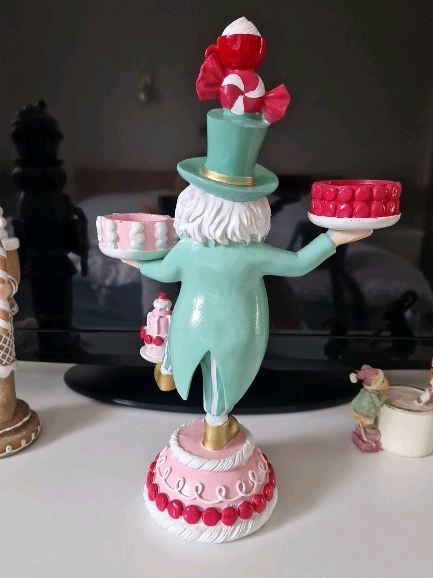 Christmas Candy Pastel Santa Claus Balancing Cakes Tea Light Holder Ornament 07FC0E-D4 - KOEEK