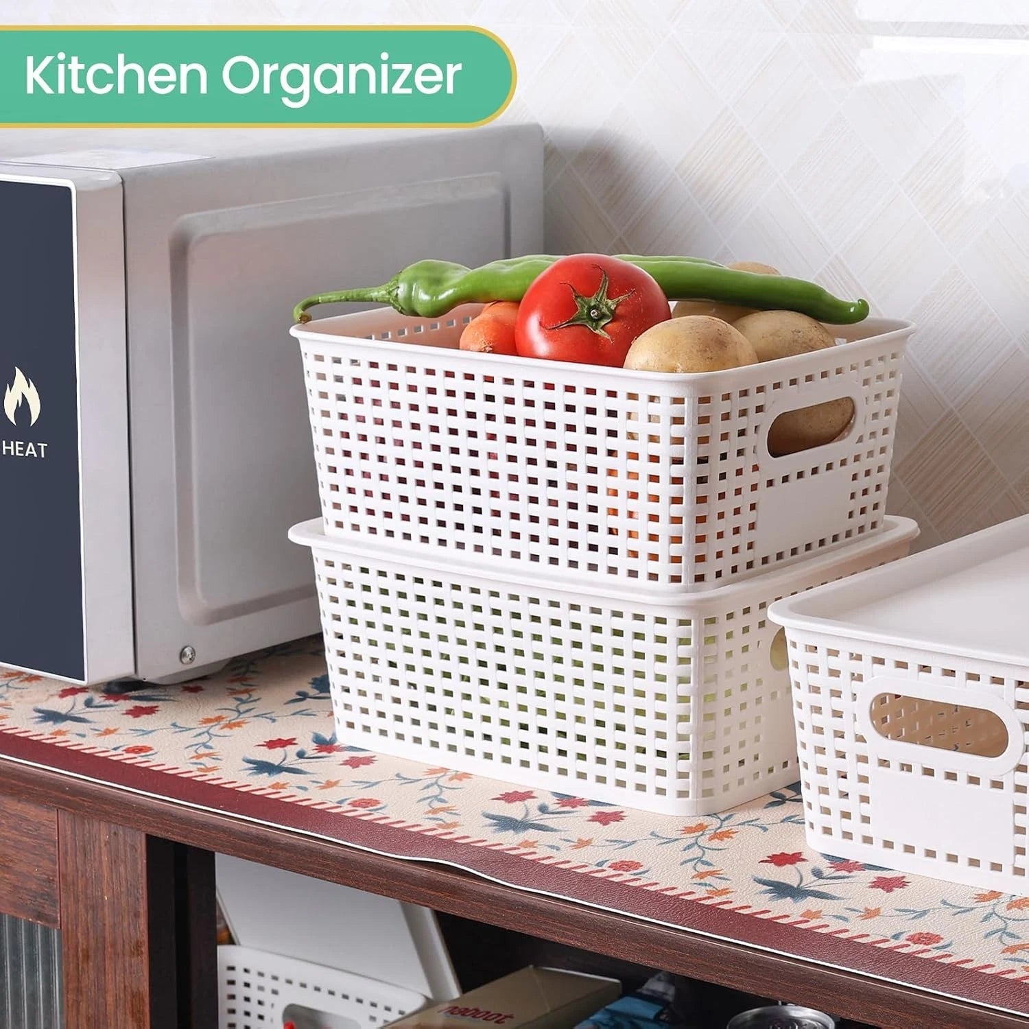 Plastic storage basket with lid - Stackable plastic storage box 07FC0E-D4 - KOEEK