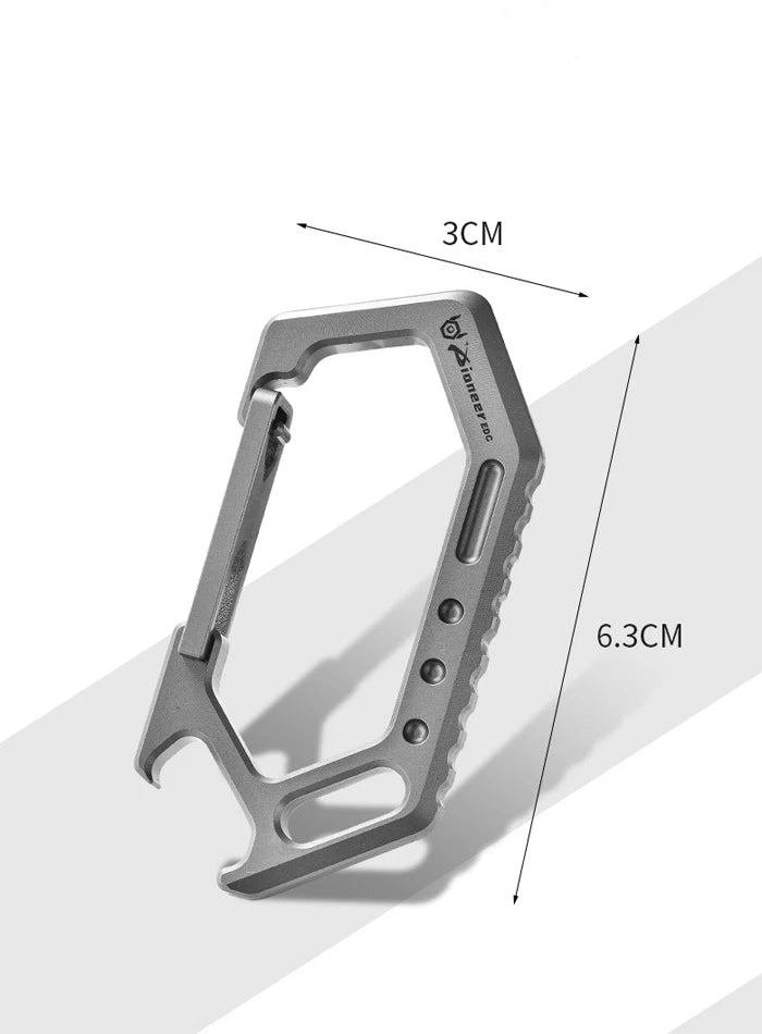 EDC Titanium Keychain Carabiner Car Keys Holder Organizer w/ Bottle Opener Tool 07FC0E-D4 - KOEEK