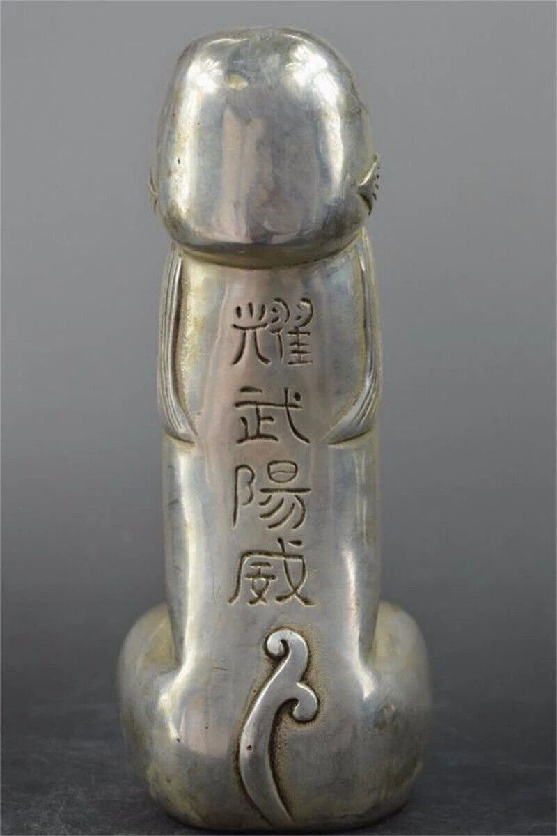 Chinese Tibet Silver Carved Guard Foo Dogs Lion statues Antique Ornaments 07FC0E-D4 - KOEEK