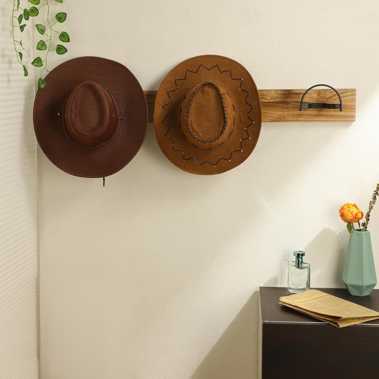 new Taozun Cowboy Hat Rack 4 Pack Wall Mount Black Hooks for Display TAOZUN - KOEEK