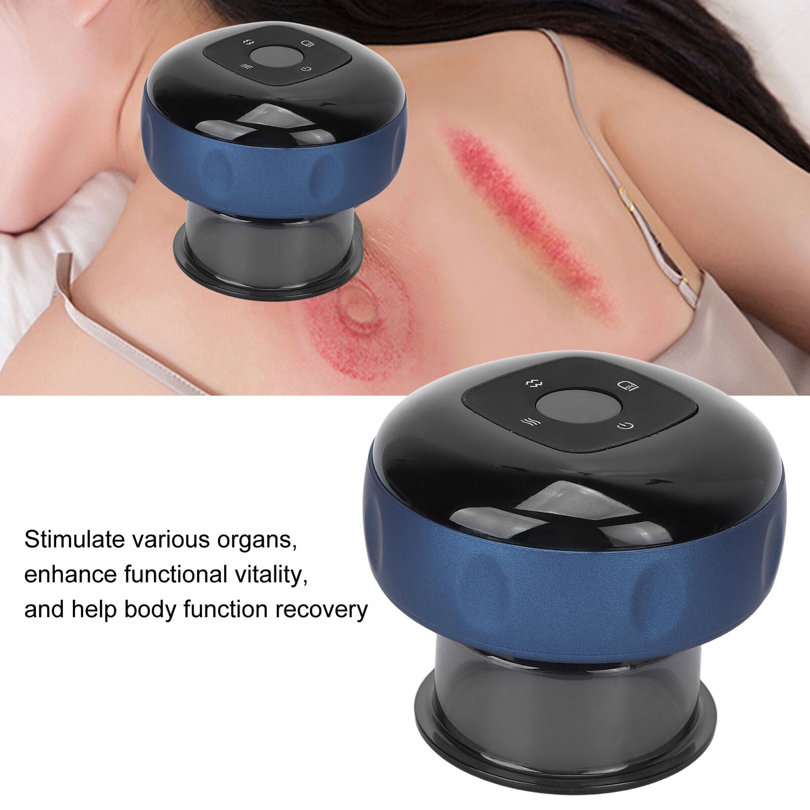 new Electric Cupping Massager Machine Smart Cups Scraping For Relief(Bleu ) HGF koeek - KOEEK