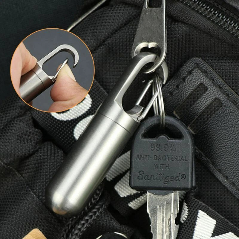 Titanium Keychain Waterproof Box Integrated Medicine Pill Box EDC Survival Boxes 07FC0E-D4 - KOEEK