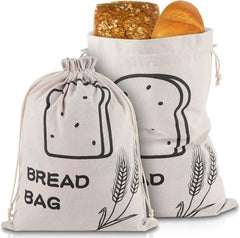 new Linen Bread Bags, 2 Pack - Plastic Lined, Reusable One Size, ivory white 07FC0E-D4 - KOEEK