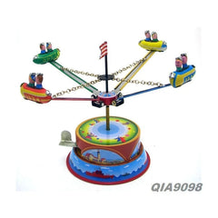 Hand-Made Rotating Amusement Spaceship Wind-up Tin Toy Decoration Collection 07FC0E-D4 - KOEEK
