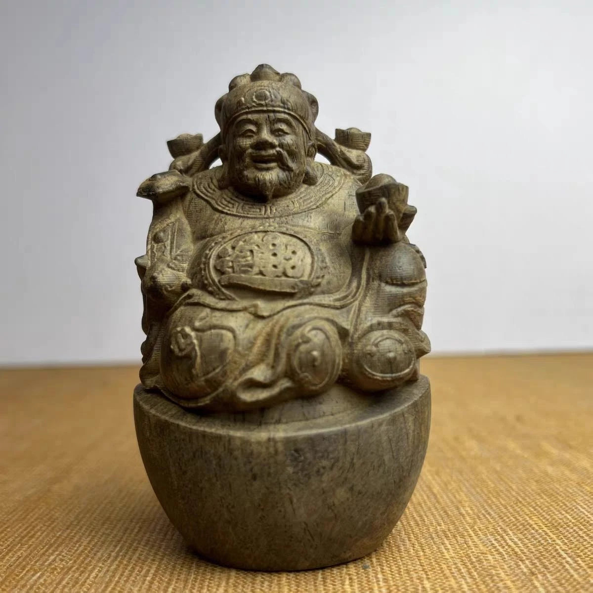 11cm Agarwood Ruyi Wealth God Figurine Wood Carving Feng Shui Home Shop Decor 07FC0E-D4 - KOEEK