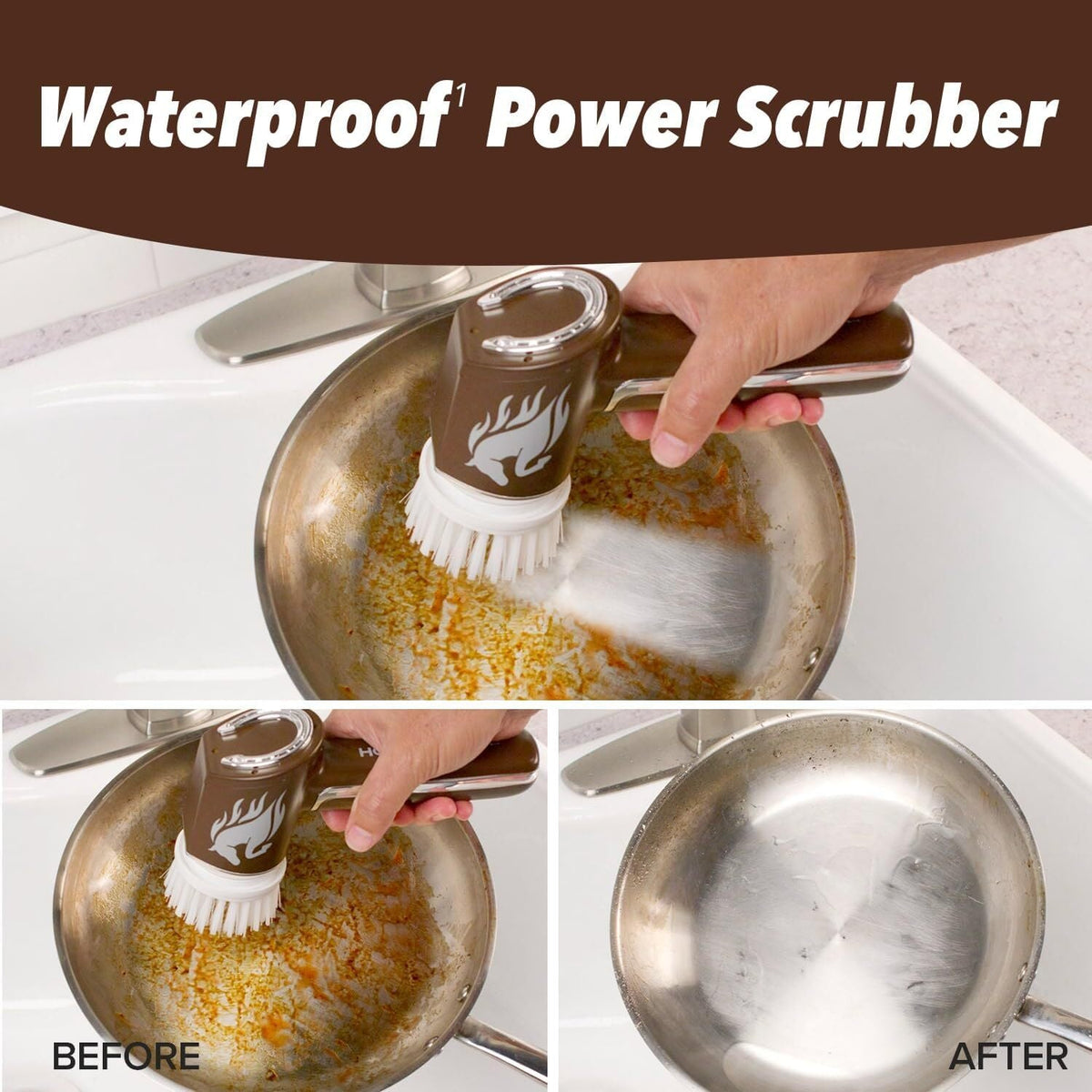 new Horsepower Scrubber, Waterproof, Electric Power, Spins 350 RPM, 5 Brush Red 07FC0E-D4 - KOEEK