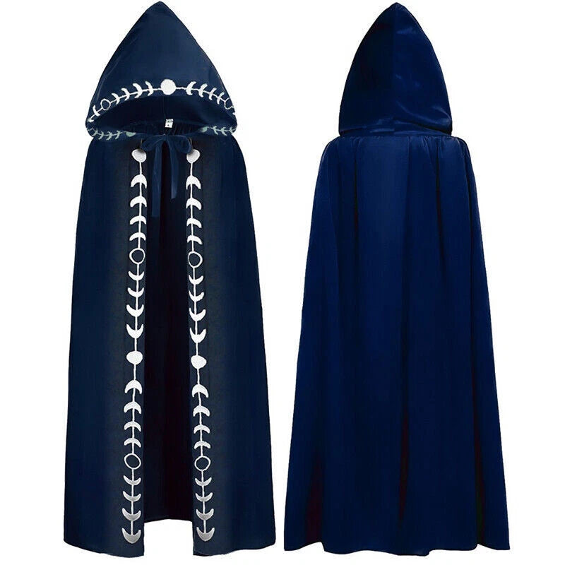 Medieval Reaper Wizard Embroidery Hooded Cloak Cosplay Costumes Halloween Party 07FC0E-D4 - KOEEK