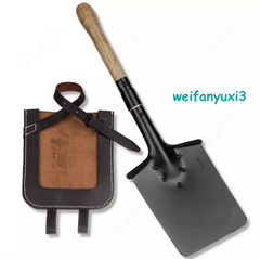 Replica WWII WW2 German Flat Shovel & Leather Holder Case Carrier Set Prop 07FC0E-D4 - KOEEK