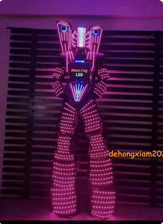 Illuminated Stilt Costume LED Robot Suit Armour DJ Party Show Light Clothing Set 07FC0E-D4 - KOEEK