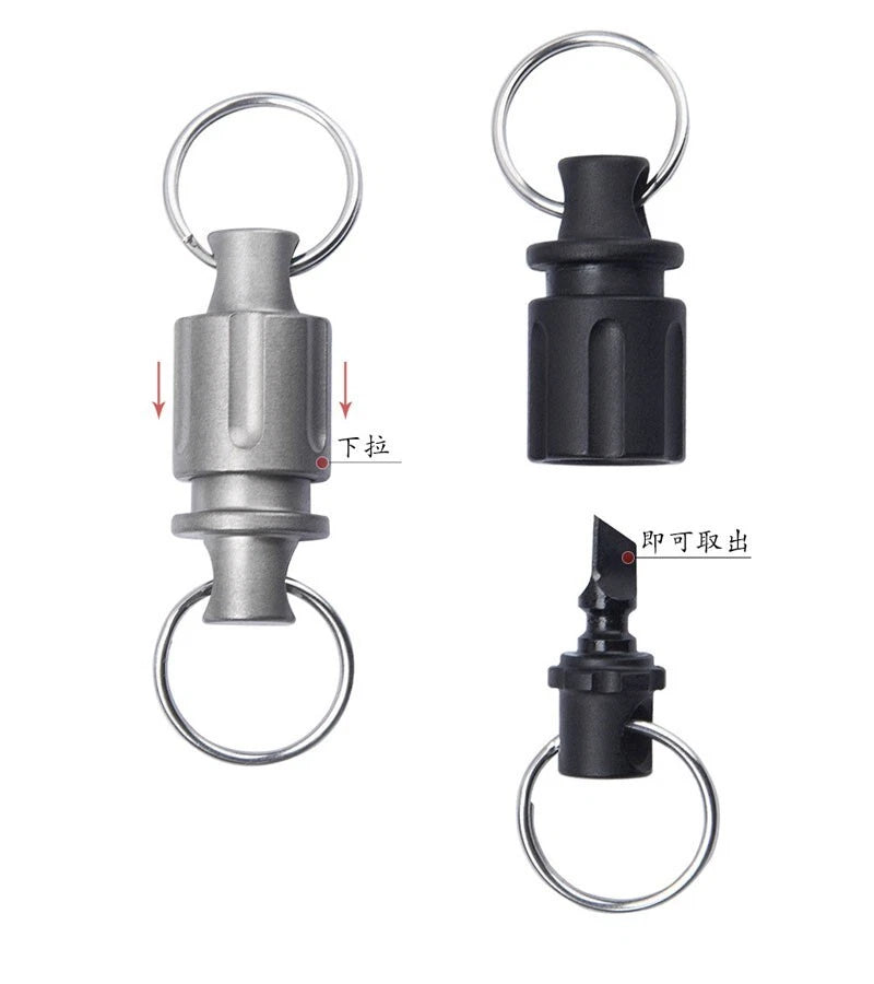Mini Titanium Alloy Insert Buckle Gimbal Ring Portable Double Keyring Cutter EDC 07FC0E-D4 - KOEEK