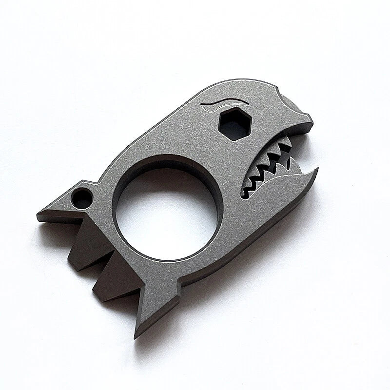 Titanium Alloy Pocket Tool Shark Shape Bottle Opener Hexagon Wrench Keychain EDC 07FC0E-D4 - KOEEK