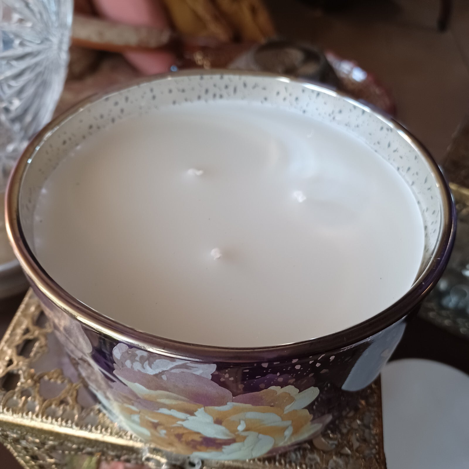 ANTHROPOLOGIE CANDLE ADA FLORAL SUEDED ROSE MERCURY GLASS CANDLE HUGE 23.03 OZ ANTHROPOLOGIE - KOEEK