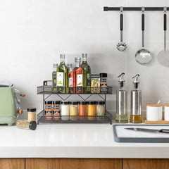 2 Tier Metal Kitchen Counter-top or Wall Mount Spice Rack,Jars Storage Organizer 07FC0E-D4 - KOEEK