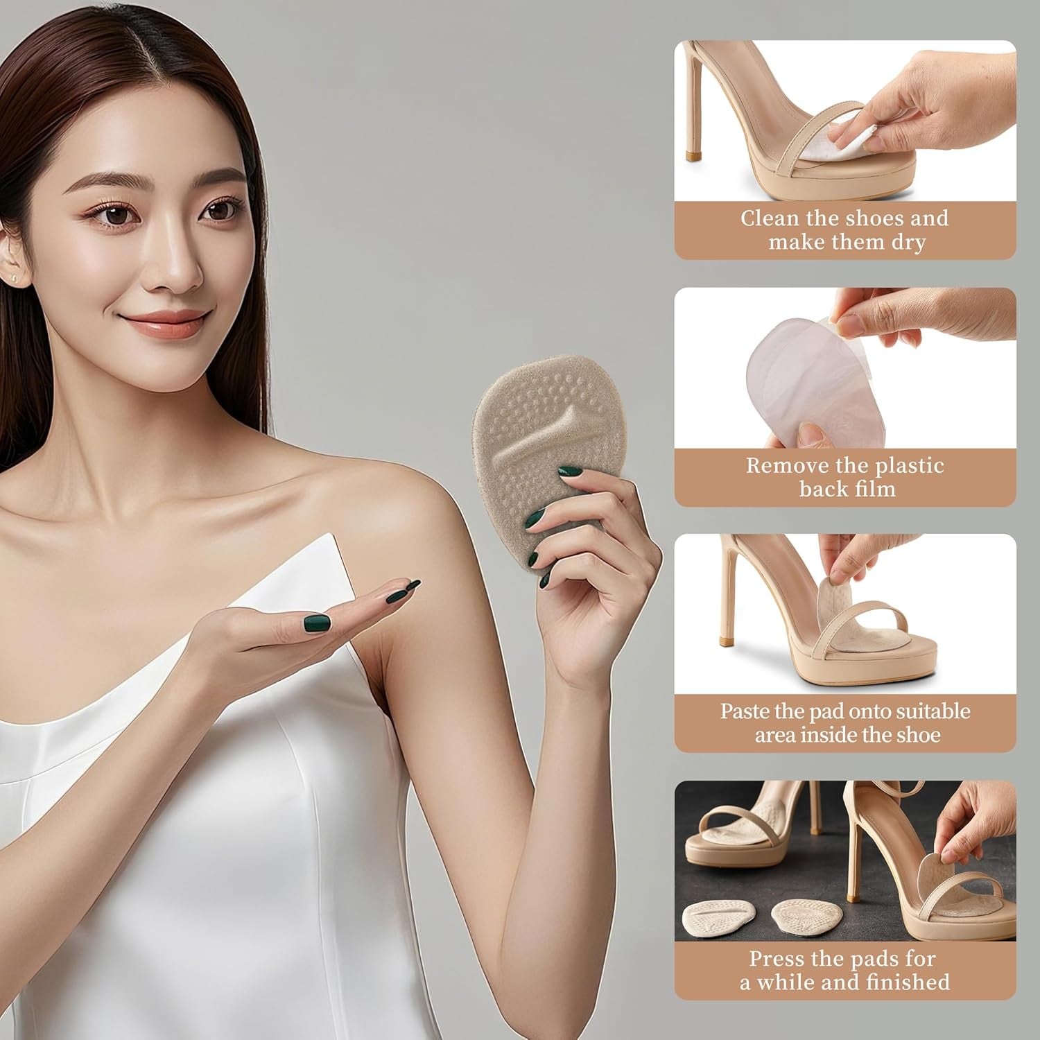 new Metatarsal Pads Women, Heel Inserts for Gel Ball of Foot Pale Yellow