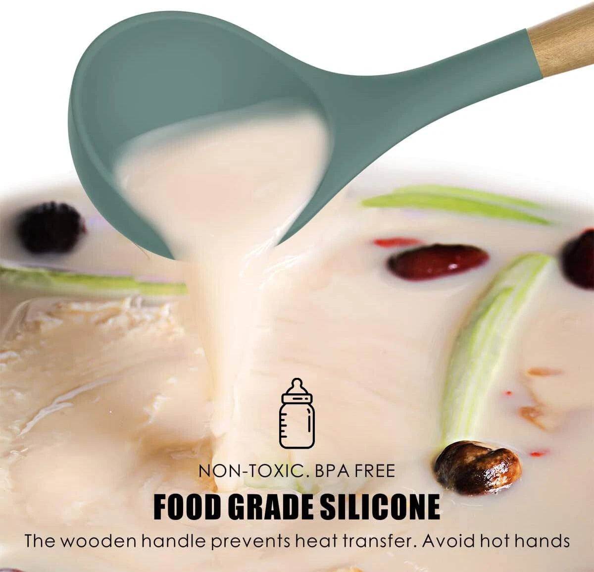 Silicone Cooking Utensils Set - 446°F Heat Resistant Silicone Kitchen Utensils 07FC0E-D4 - KOEEK