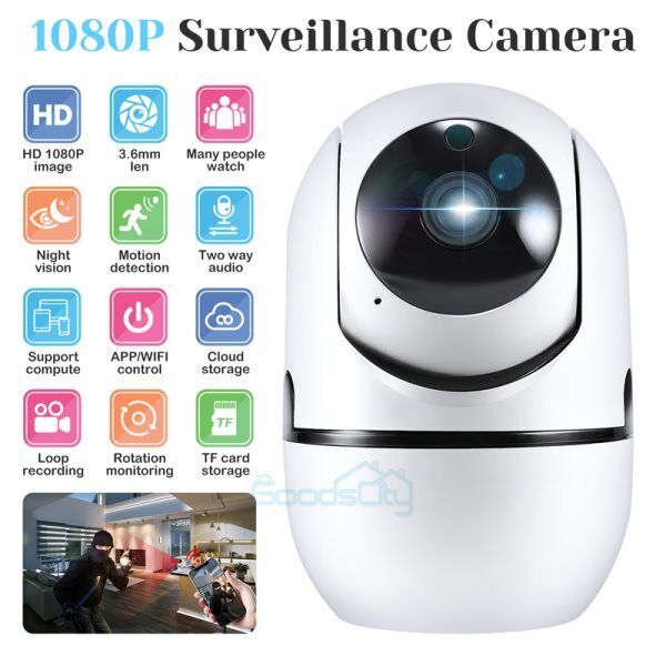 ny Camara De Seguridad WIFI Inalambrica 360° Para Casa Exterior HD 1080P Con Audio